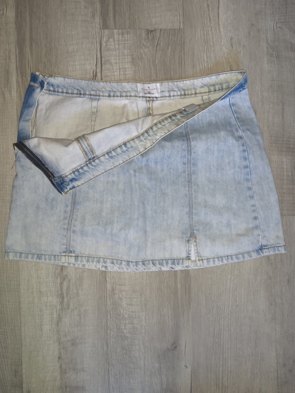 True Craft Light Blue Acid Wash Denim Skirt